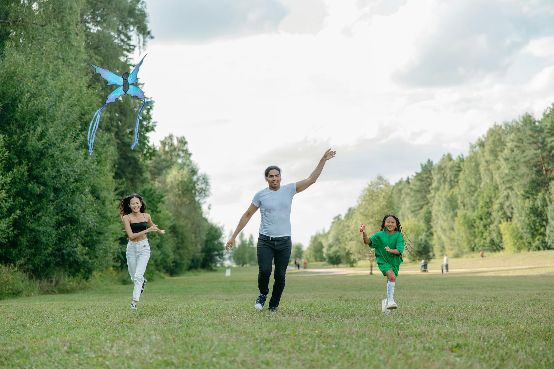 Family engaging in outdoor activities together without digital devices