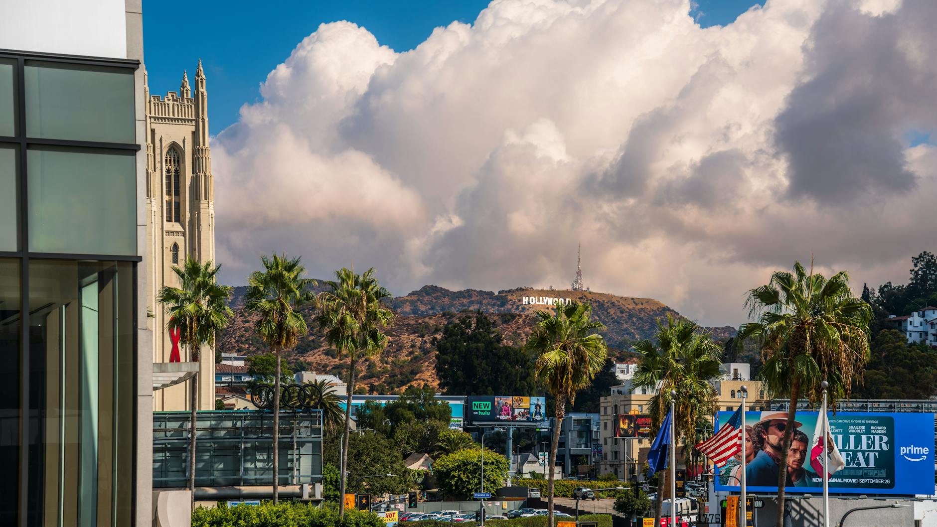 Iconic Hollywood sign on hillside representing entertainment industry