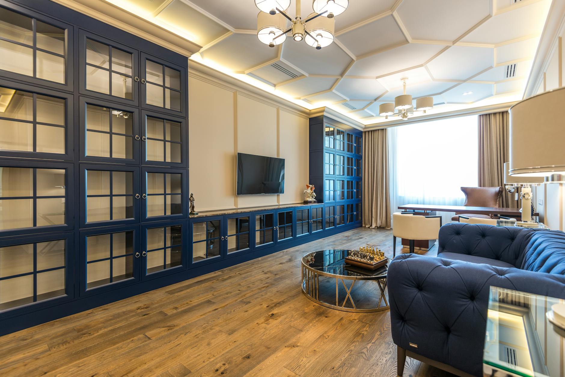 High-end minimalist living space showcasing expensive natural materials and carefully curated emptiness