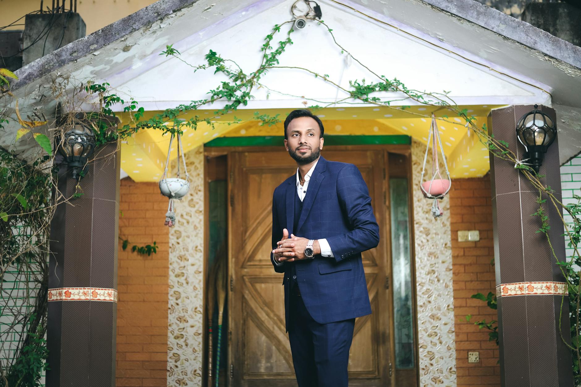 Elegant summer suit hanging on display showcasing lightweight fabric and tailored construction