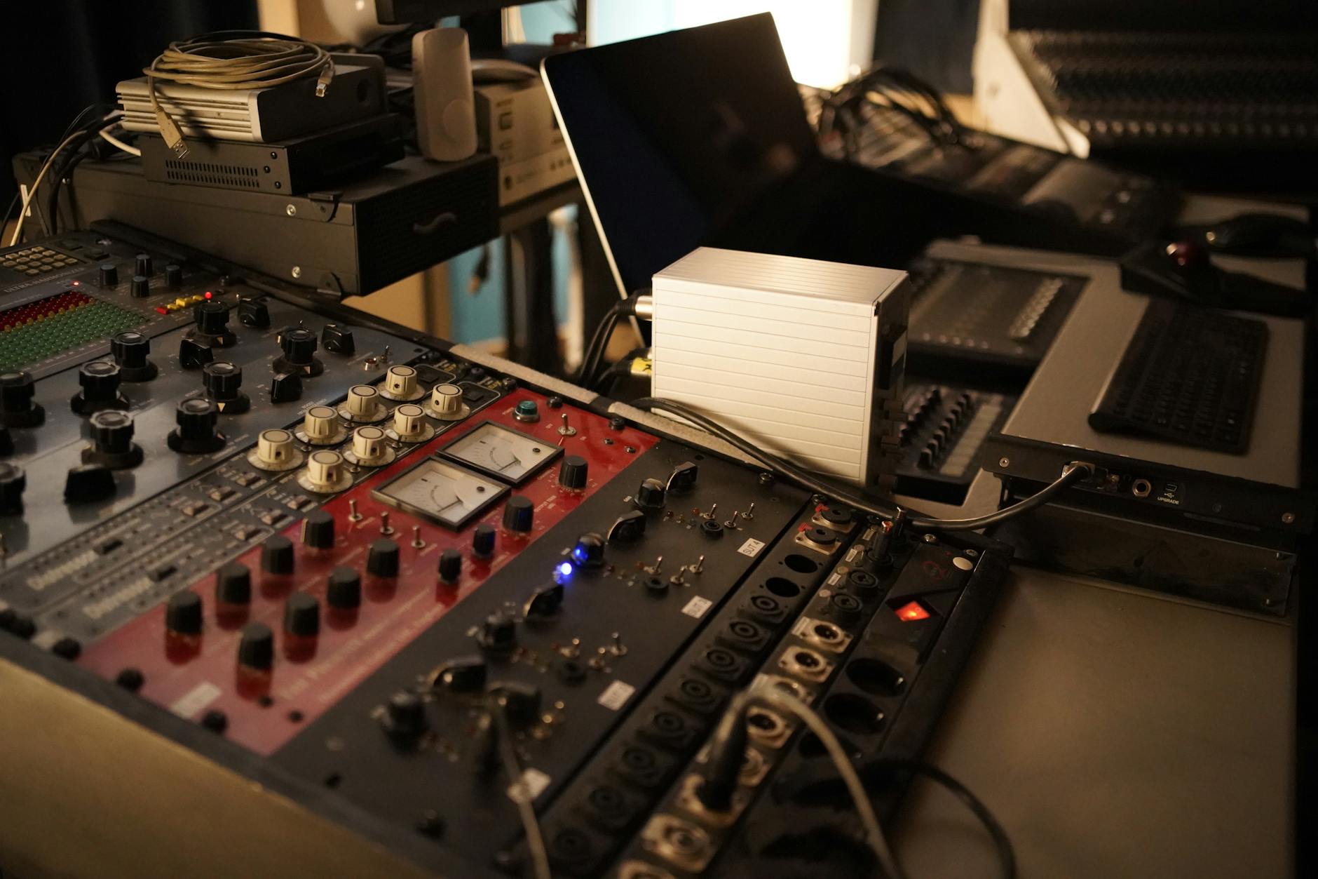 Professional audio recording equipment in a production setting