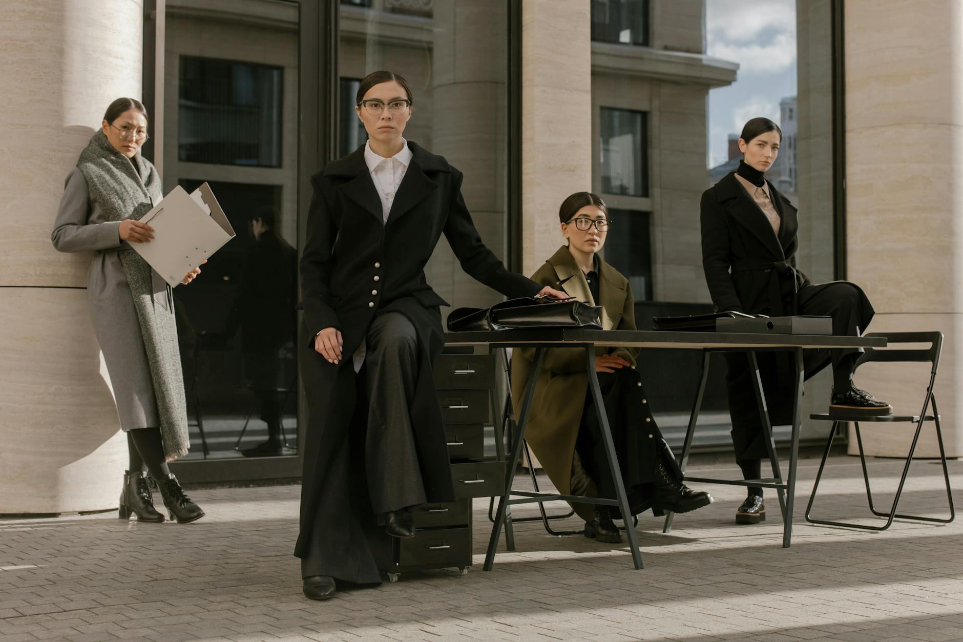 Professional woman in business casual outfit at workplace