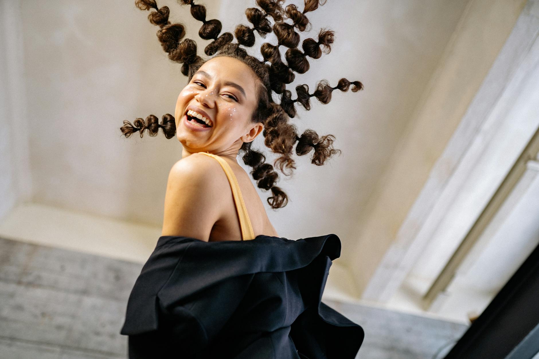 Fashionable woman with trendy hairstyle