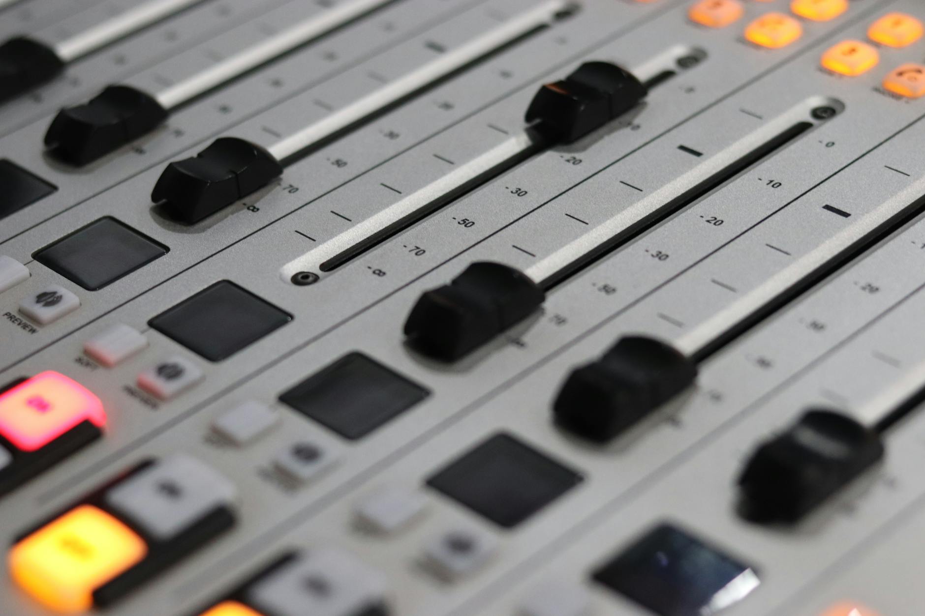Professional audio mixing equipment and soundboard controls