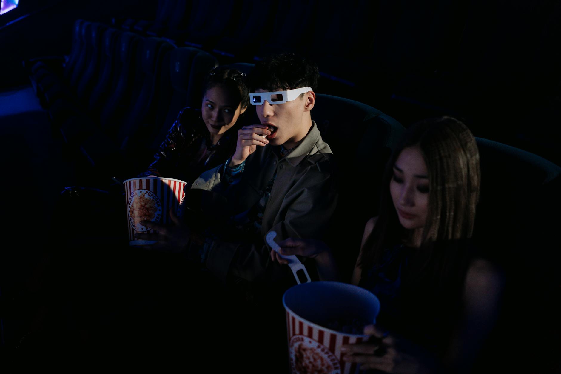 Empty movie theater with large screen