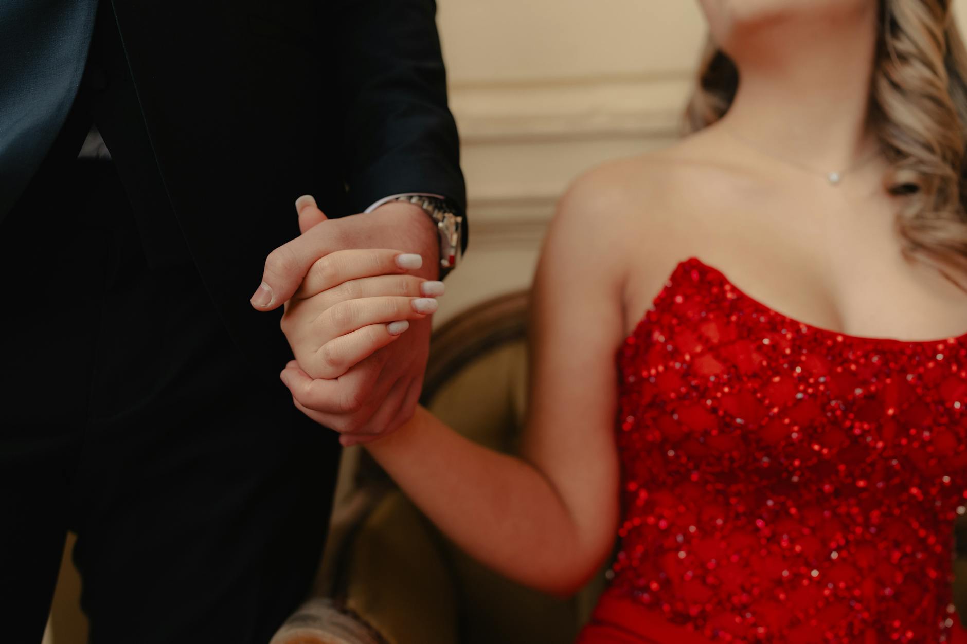 Luxurious evening gown fashion photography in elegant setting