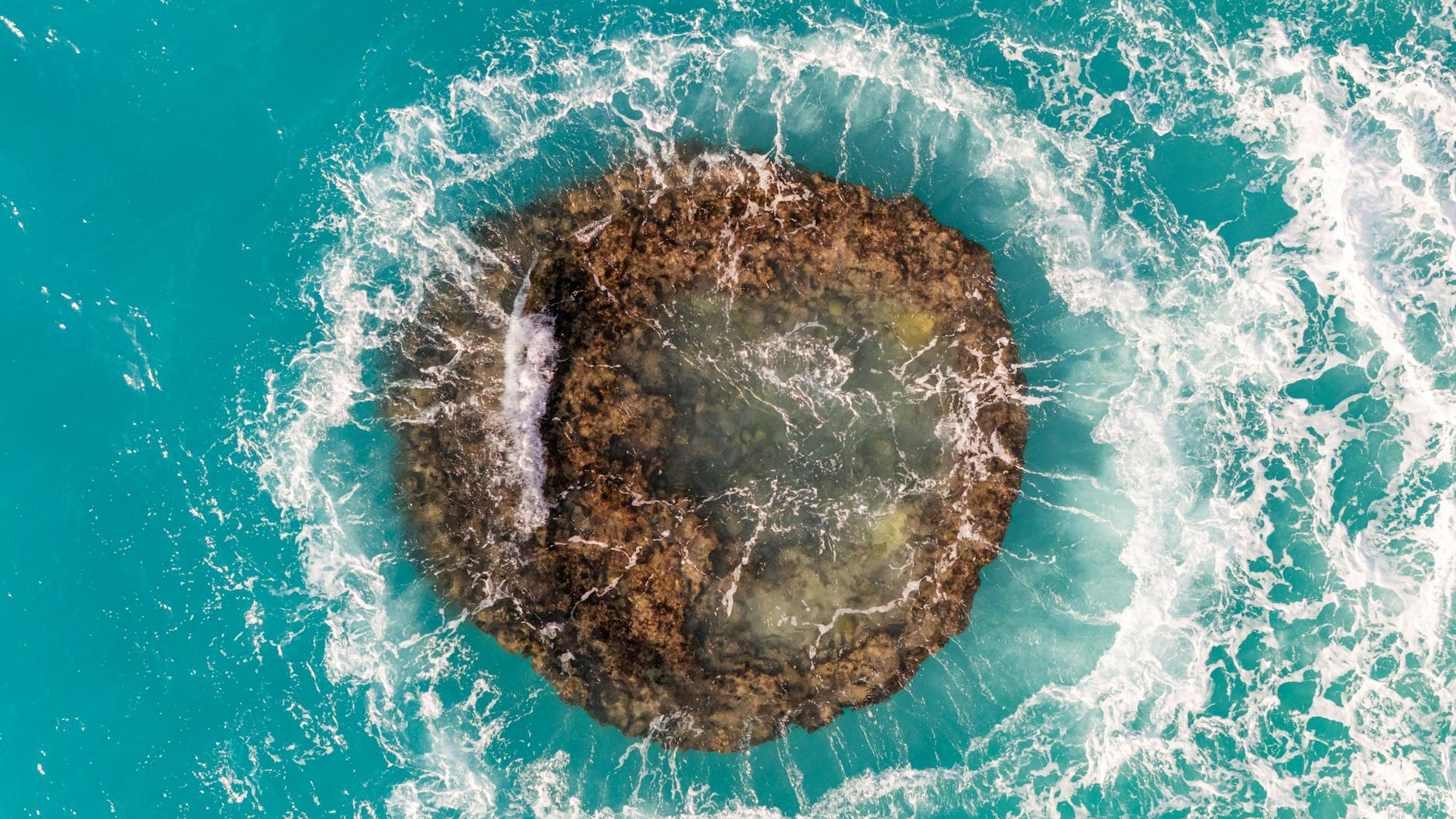 Aerial view of Bermuda's Great Sound with boats and coastline visible