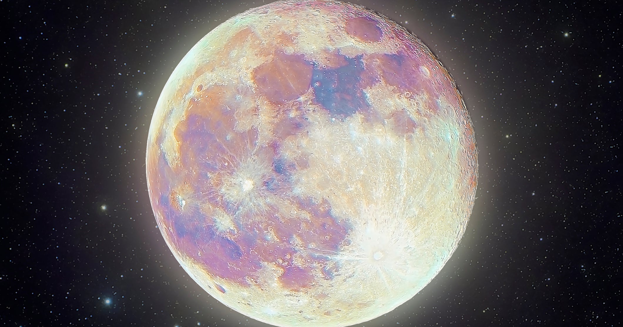 Bright full moon illuminating dark sky with scattered clouds