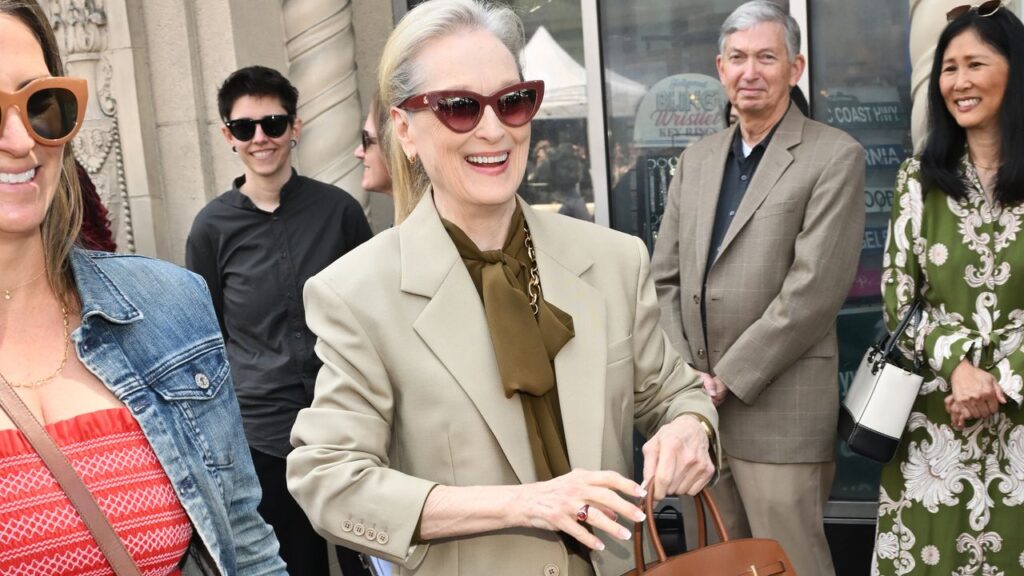 DeMellier Bags Win Over Devil Wears Prada Stars Elegant structured handbag in neutral tone showcasing minimalist design