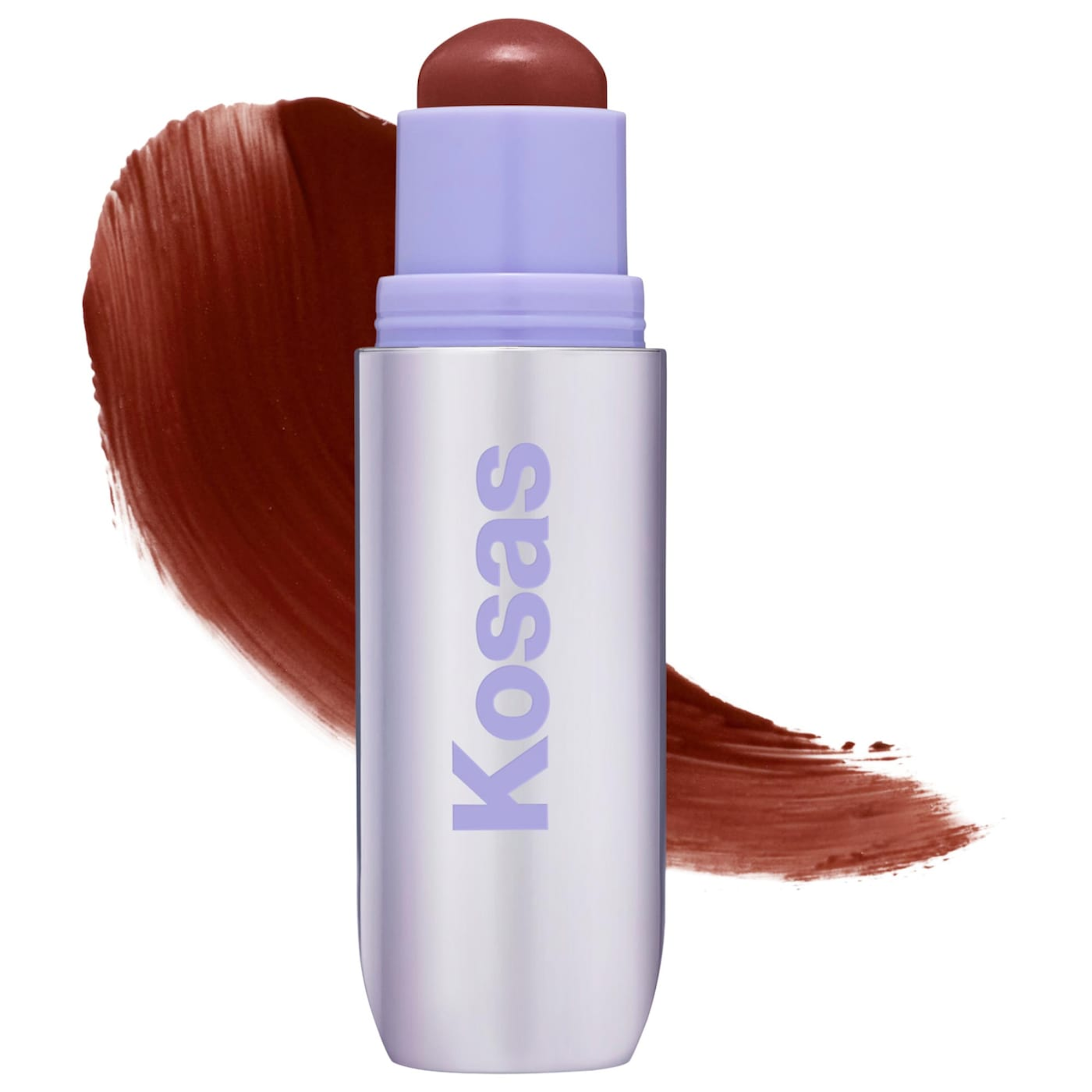 Close-up of a woman blending cream blush onto her cheekbone with her fingertip