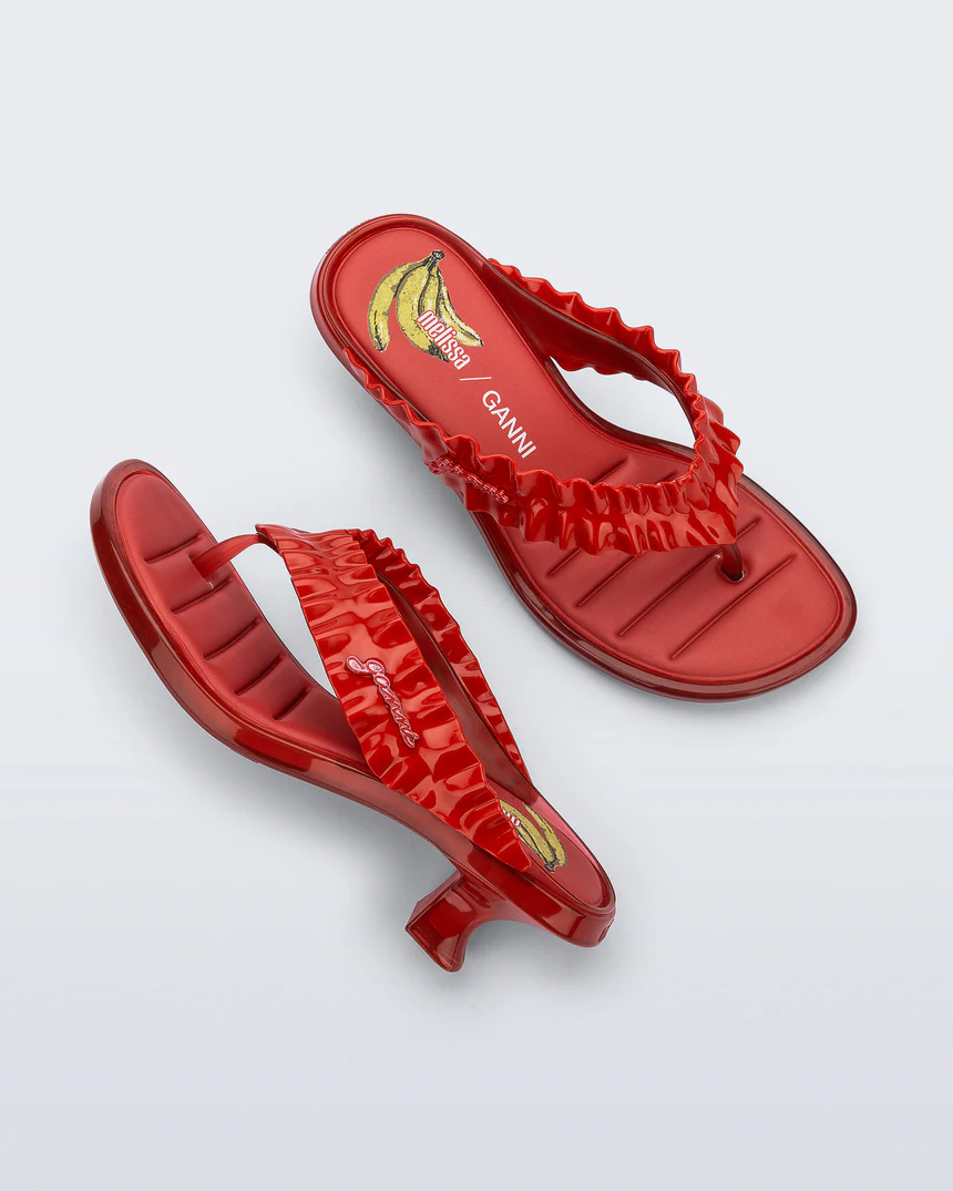 Modern plastic shoes showcased in retail setting