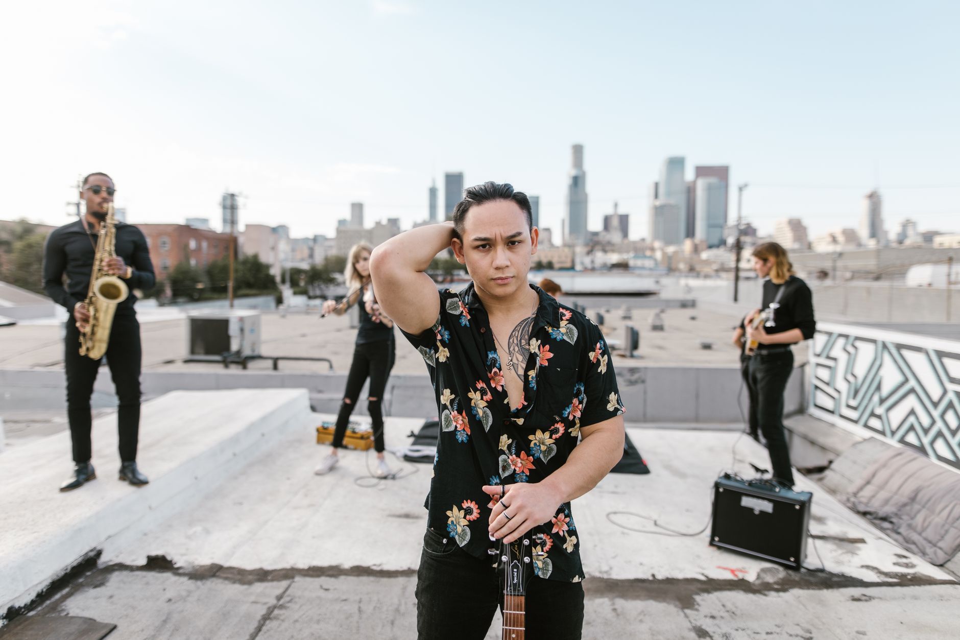 Open-air concert venue in California with audience in attendance