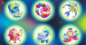 Astrological star chart with zodiac symbols on dark background