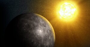 A glowing planet photographed against a deep blue night sky, evoking cosmic movement