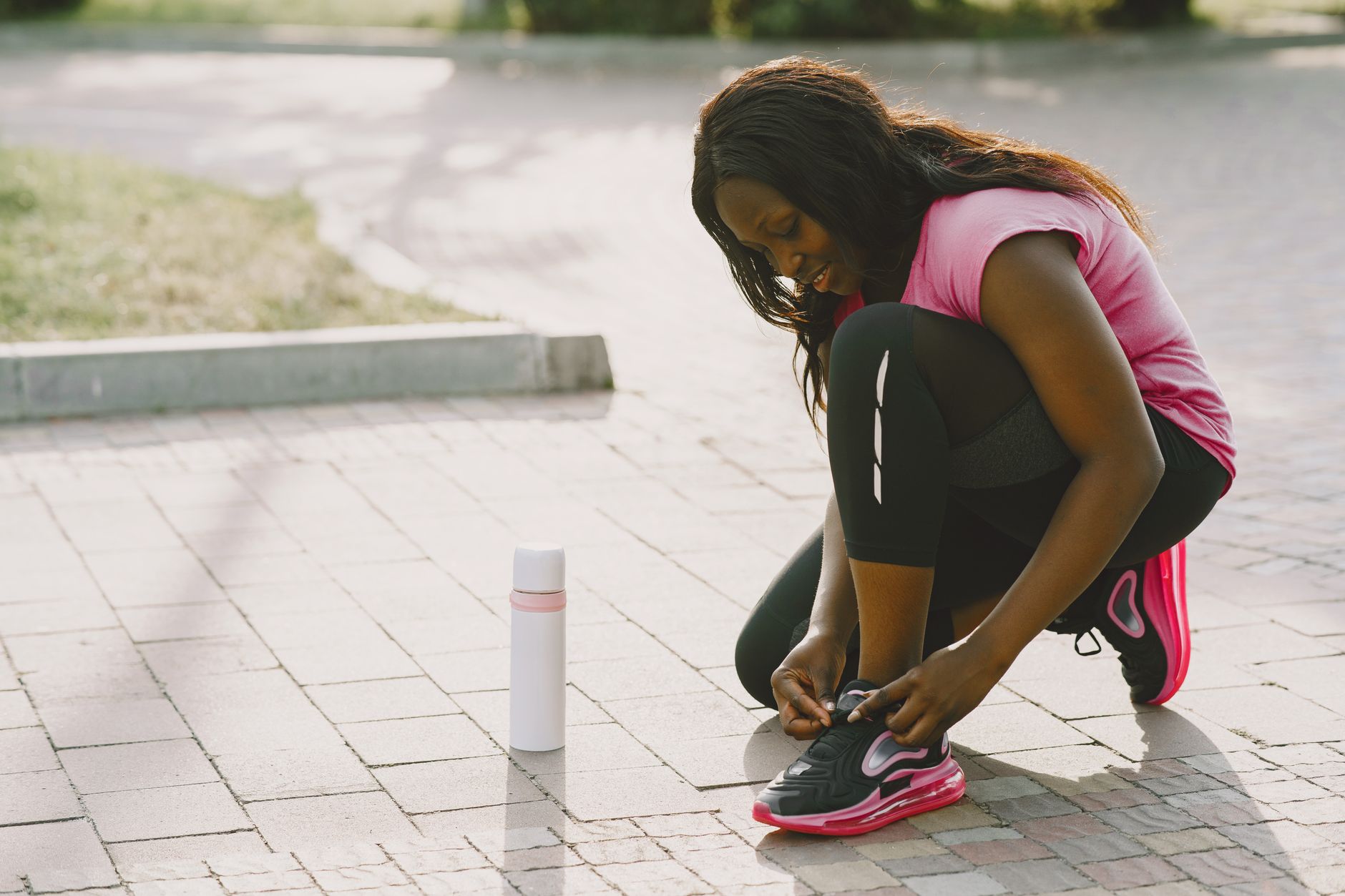Woman stretching or exercising during a morning fitness routine