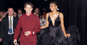 Guests at a Hollywood film premiere on a red carpet