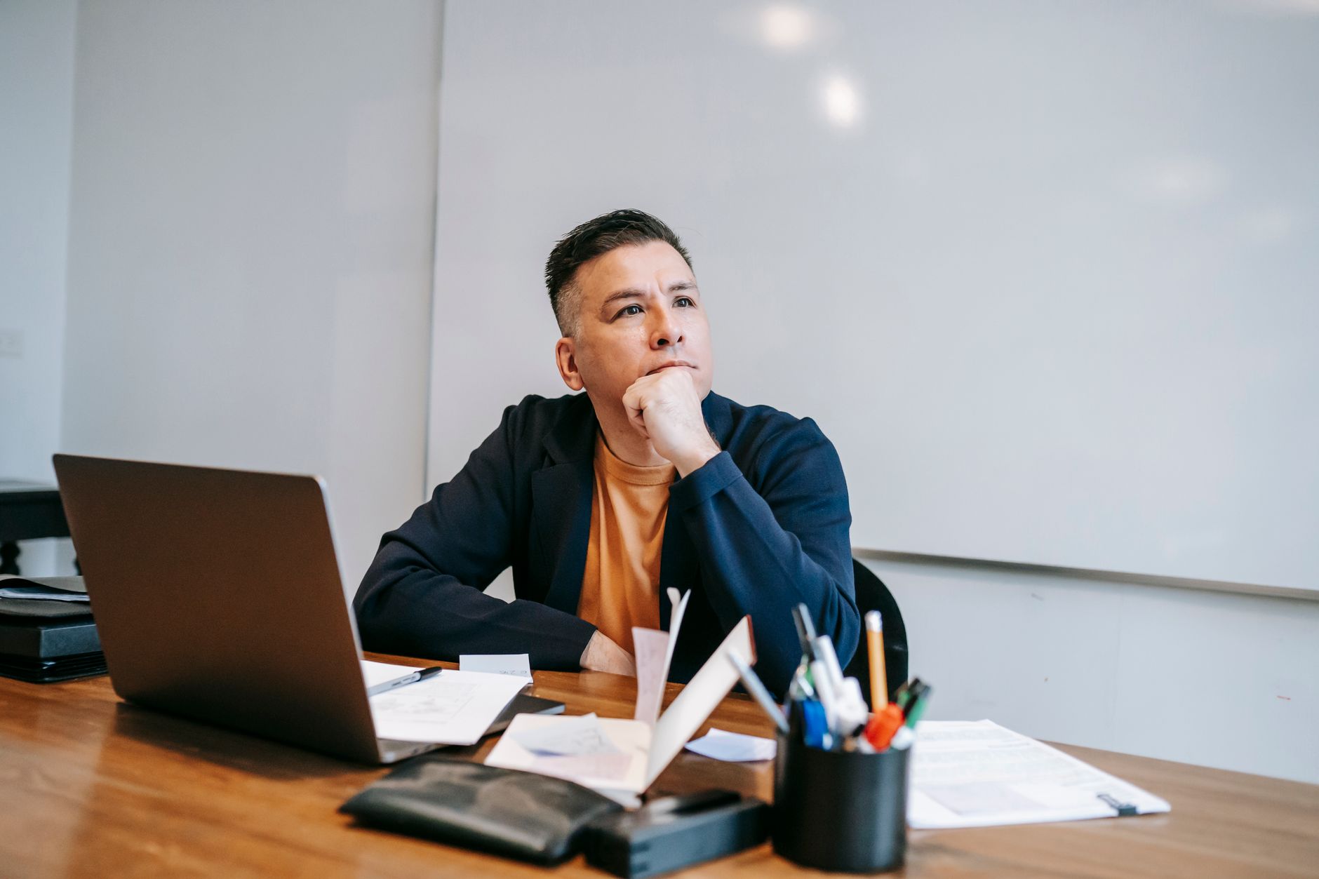 Person sitting quietly in contemplation reflecting emotional instinct
