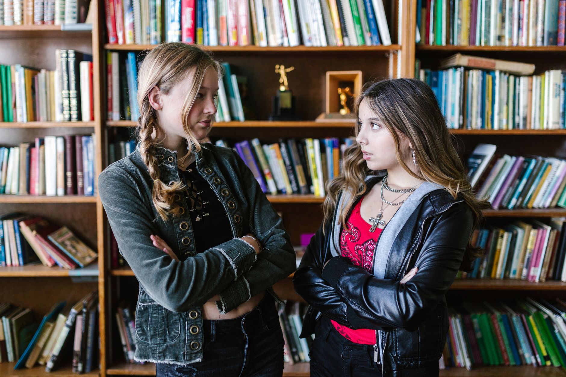 Two young women talking outdoors, reflecting the character dynamics in Sterling Point