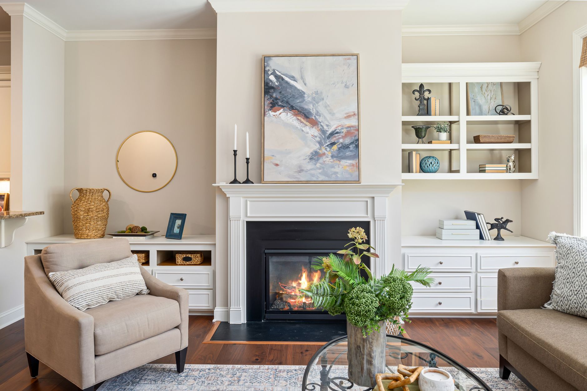 Stylish modern living room with intentional interior design details