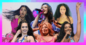 How To Dress Like Katseye, According To Your Fave Member Or Upcoming Concert Colorful layered K-Pop stage outfits with bold accessories and textured fabrics