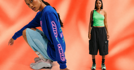 5 Nike Outfits That Nail The Athlete Off-Duty Trend Woman wearing athletic casual outfit with longline shorts and fitted top outdoors