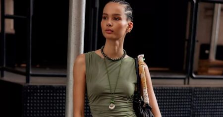 Drawstring Pants Are Quietly Outselling Every Other Trouser Right Now Woman wearing relaxed wide-leg drawstring trousers styled with a simple top