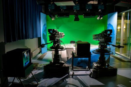 Gia Giudice Shines at Next Gen NYC Reunion Bright studio lights set up for a television taping