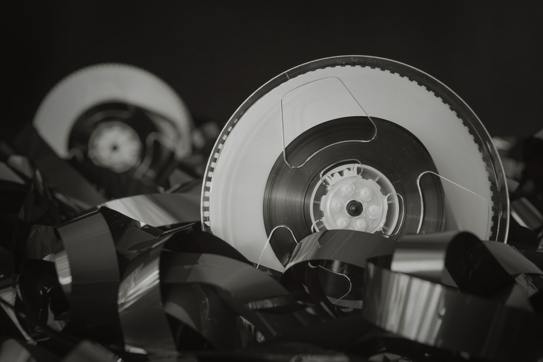 Close-up of a vintage film reel representing classic cinema nostalgia