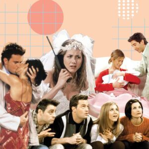 Rachel Green’s Iconic Style From Friends Still Inspires Fashion Today A model wearing a 1990s-inspired outfit with tailored separates and minimalist styling