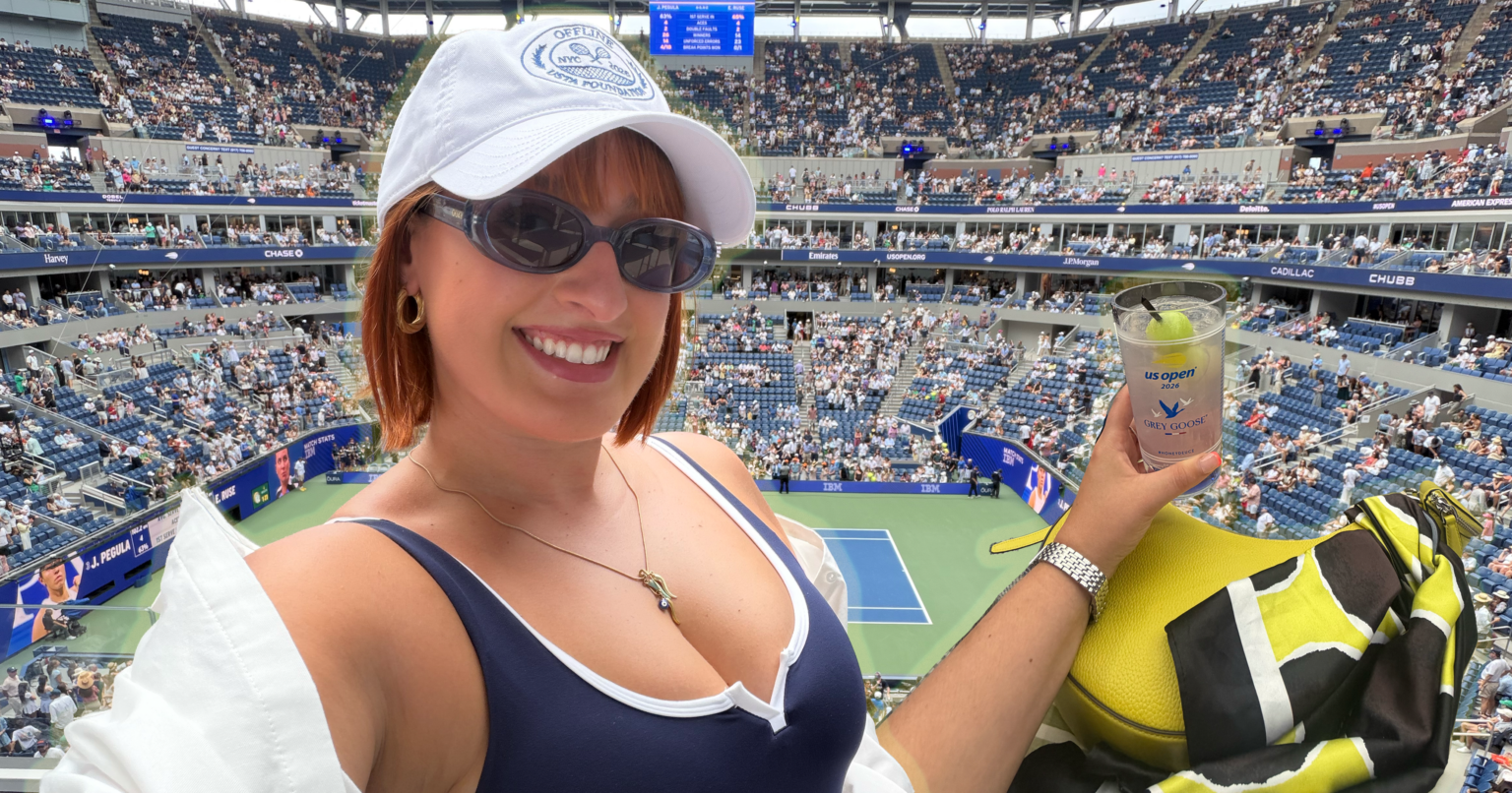 US Open Tennis Outfit Inspiration From the Fashion World Spectators in colorful outfits watching a tennis match at an outdoor stadium