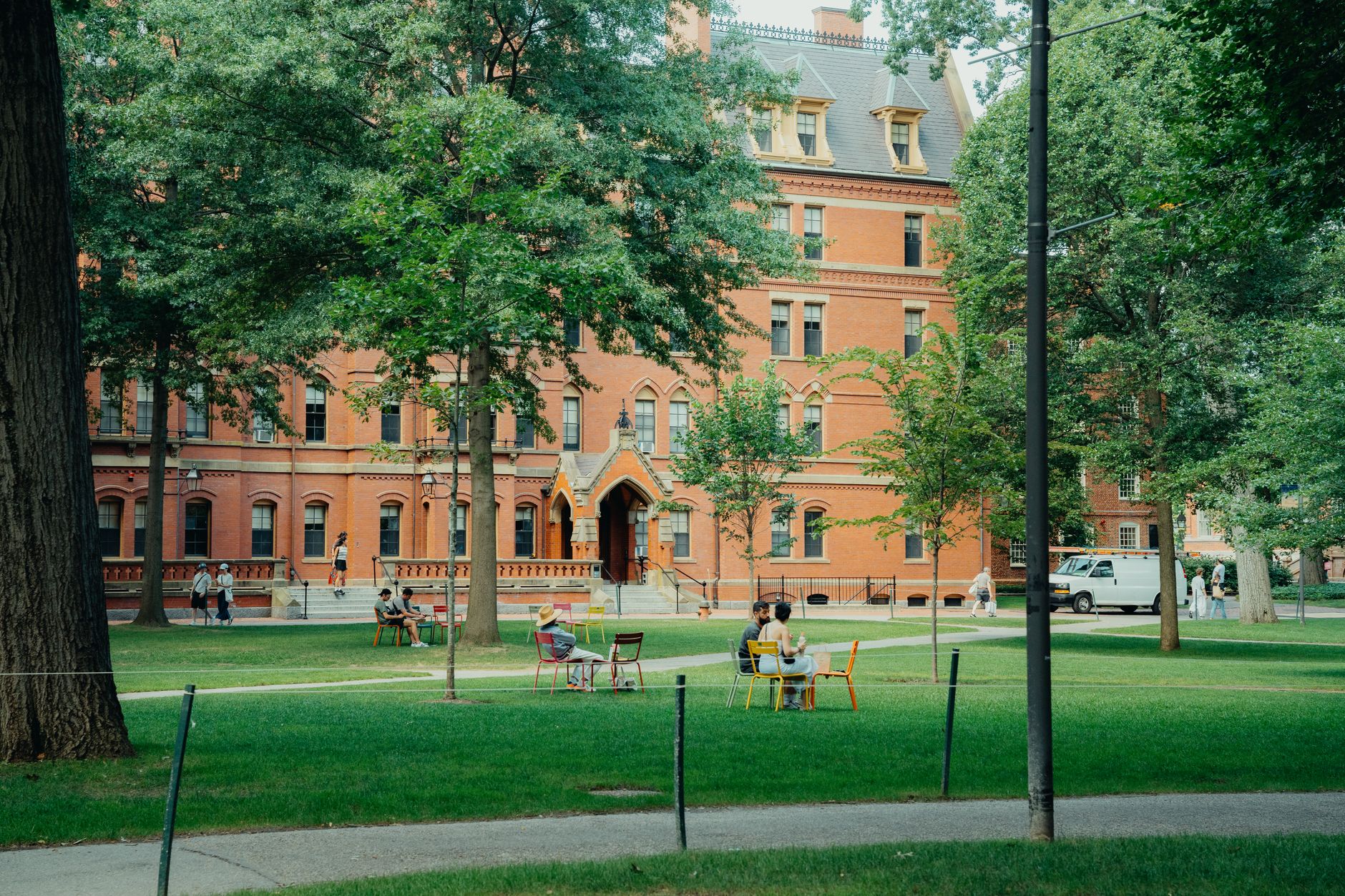 College students gathered in a university common area