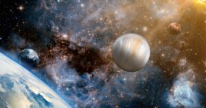 Venus Retrograde Returns October 3rd, and It Wants Your Secrets Deep purple night sky with visible planets and soft nebula glow